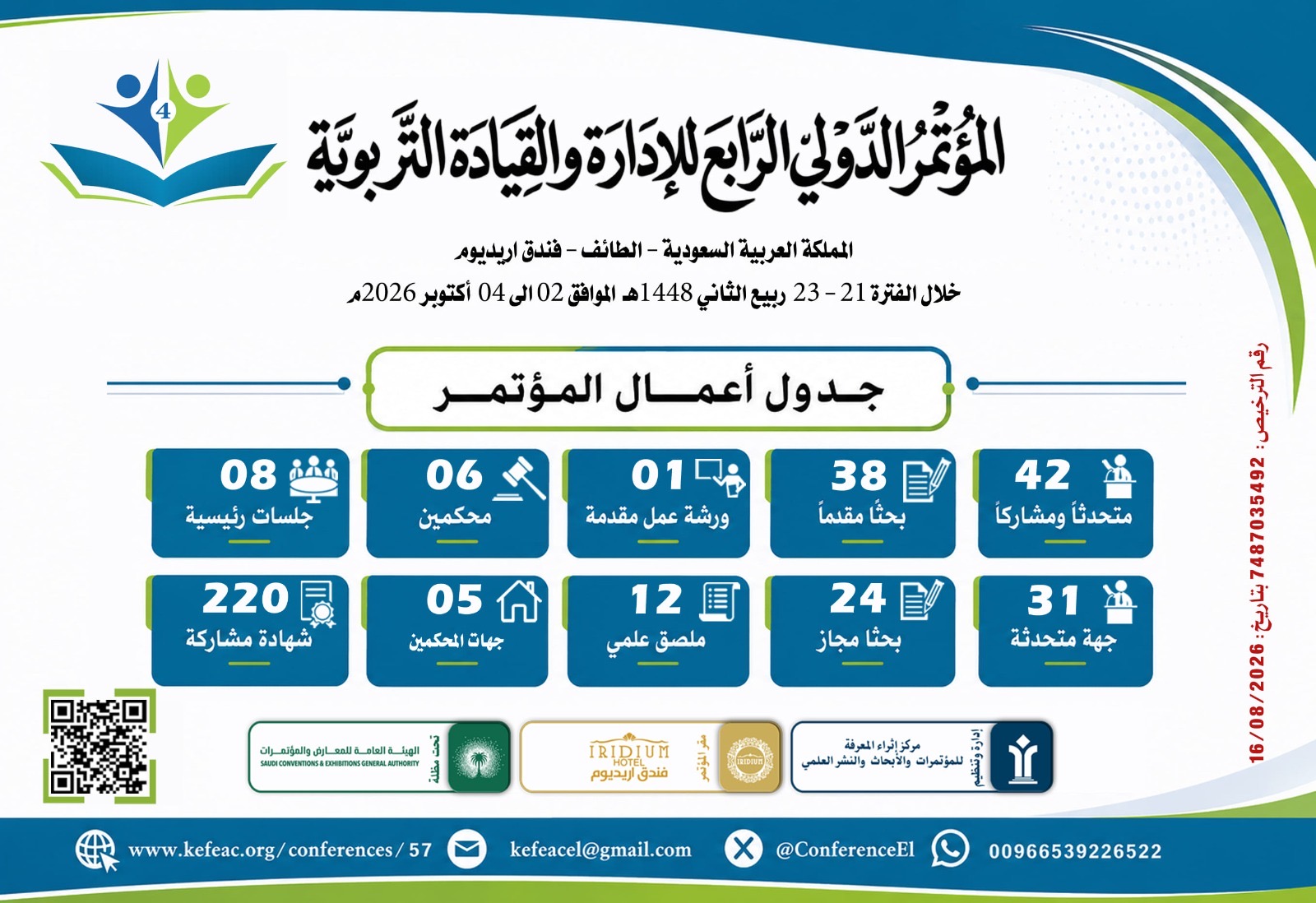 24 بحثاً بحثاً و 15 ملصقاً علمياً في المؤتمر الدولي الرابع للإدارة والقيادة التربوية